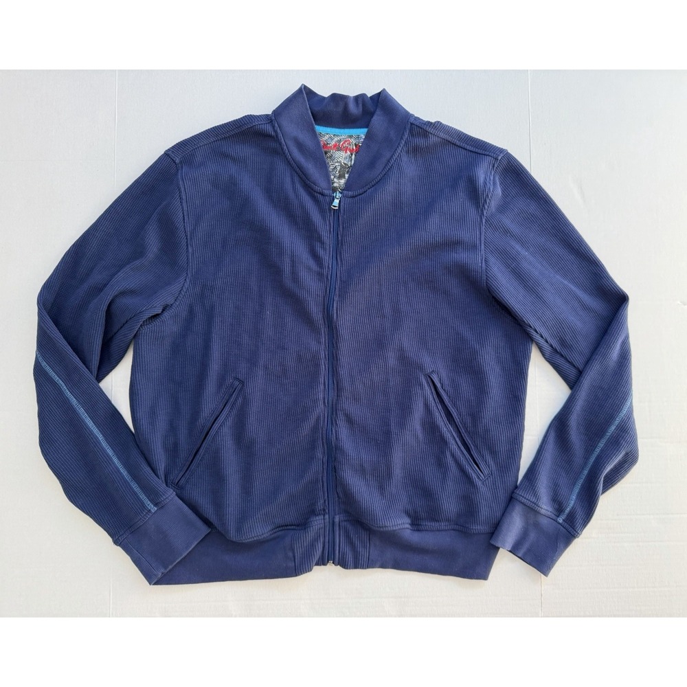 Robert Graham Waffle Zip Up Men's XL Navy Blue Cardigan Sweater